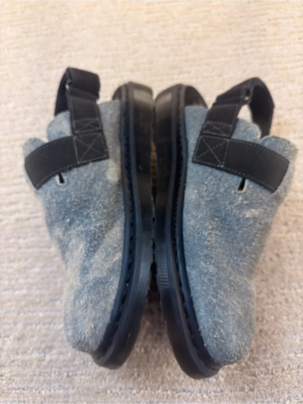 Rare Dr. Martens Jorge II Hairy Suede Slingback Mule Gray/Black Sandals